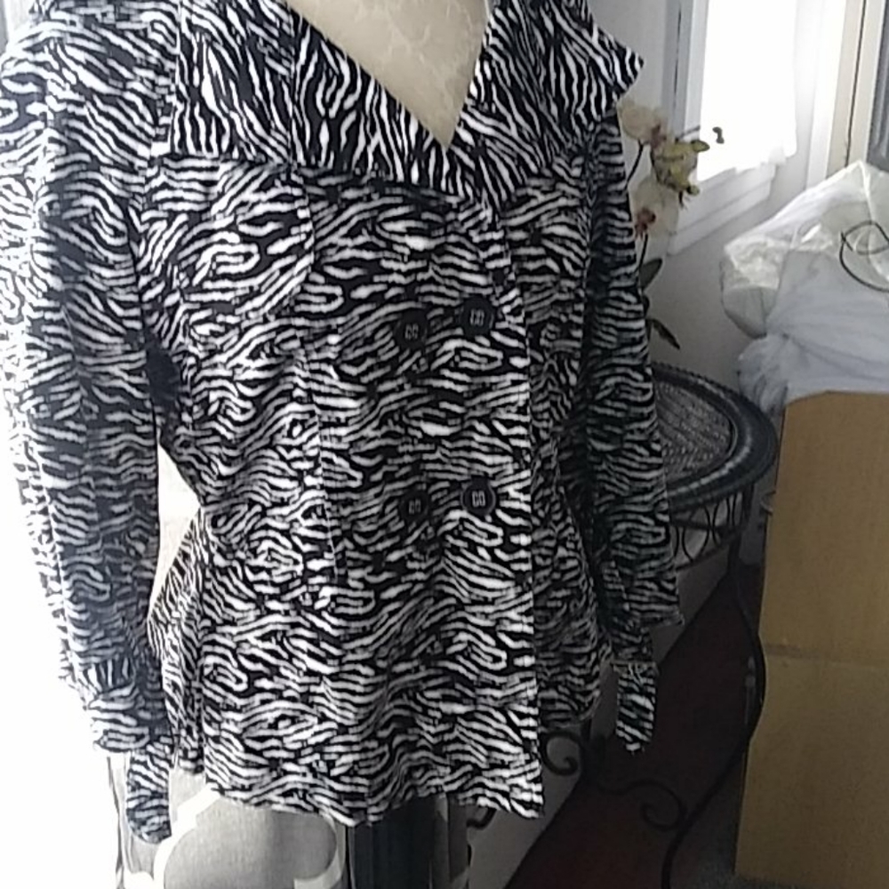Zebra print jacket with military details